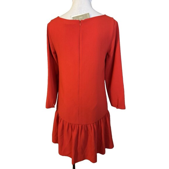 J Crew Shift Dress 6 T Tall 3/4 Red Long Sleeve Washable NEW NWT - Picture 3 of 14
